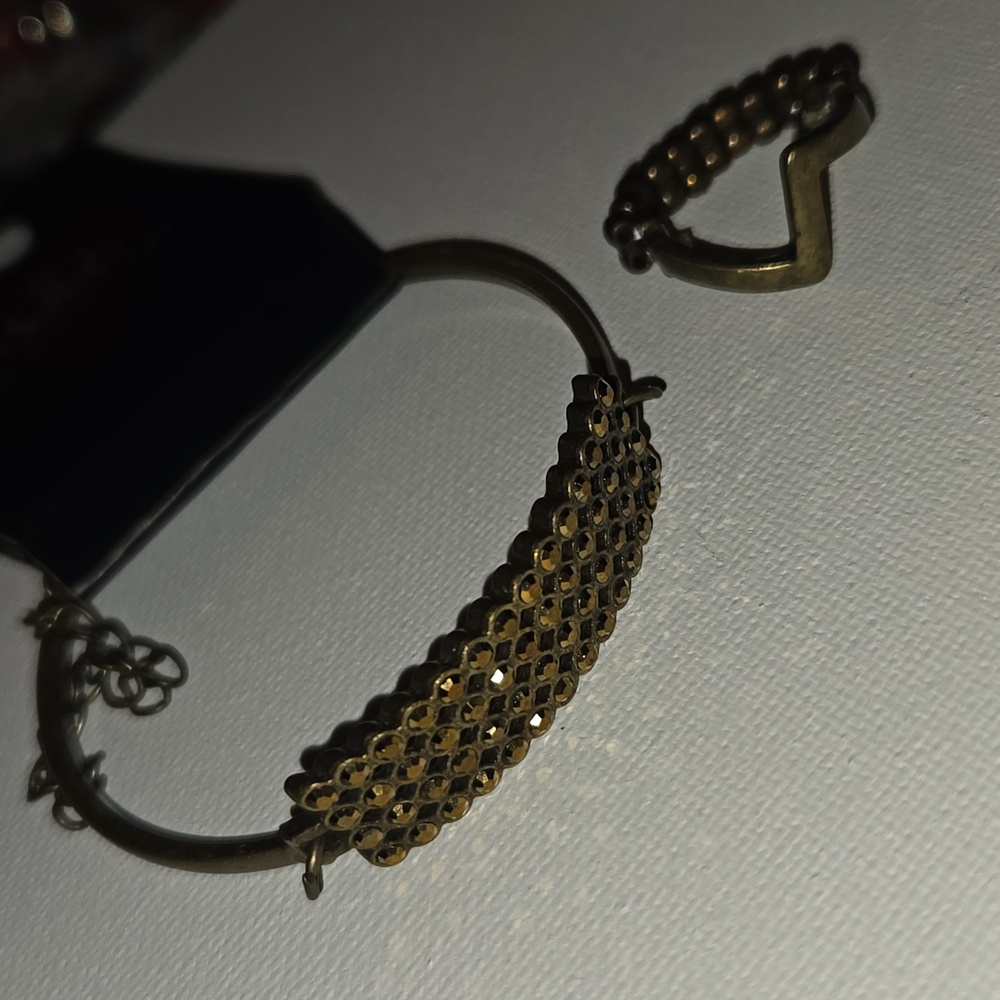 Elegant Gold-Tone Bracelet and Ring Set